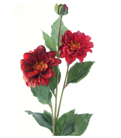 Duo de dahlias artificiels rouges