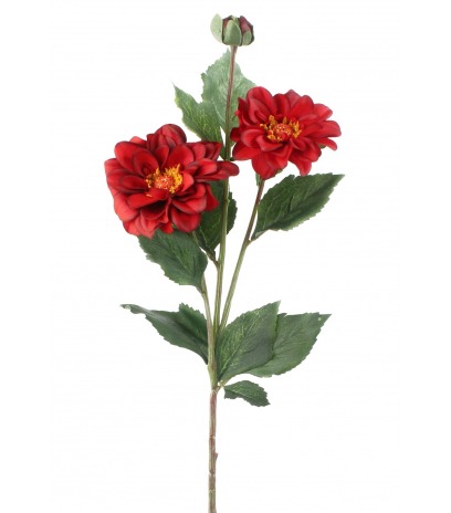 Duo de dahlias artificiels rouges