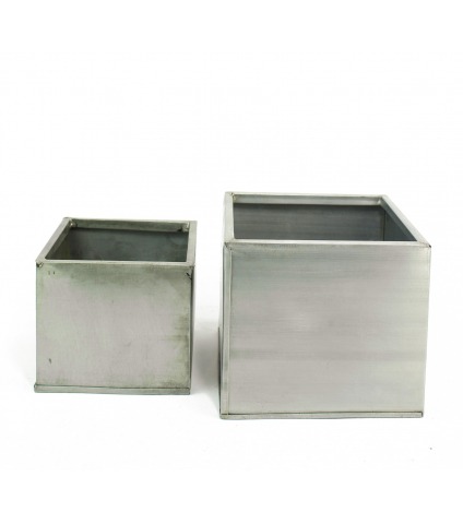 Cache-pot cubique titanium