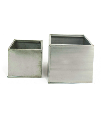 Cache-pot cubique titanium