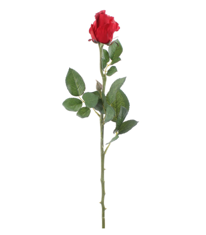 Rose rouge artificielle bouton