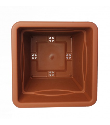 Grand pot carré marron plastique
