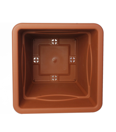 Grand pot carré marron plastique
