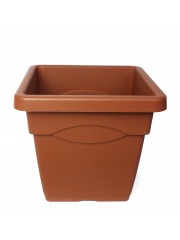 Grand pot carré marron plastique
