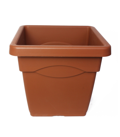 Grand pot carré marron plastique