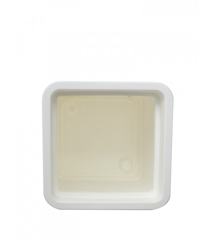 Grand pot cubique blanc strié en plastique