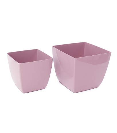 Pot plastique carré lilas curvo